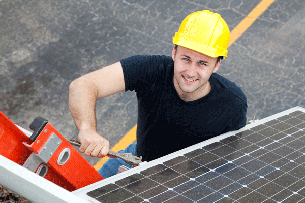 Technician Repairing Solar