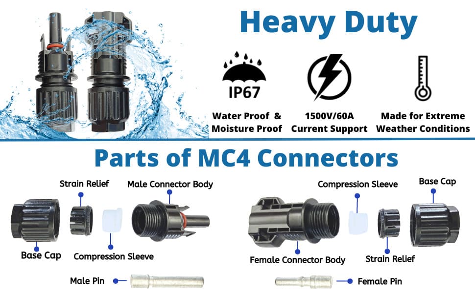 features of 10 mm mc4 connectors