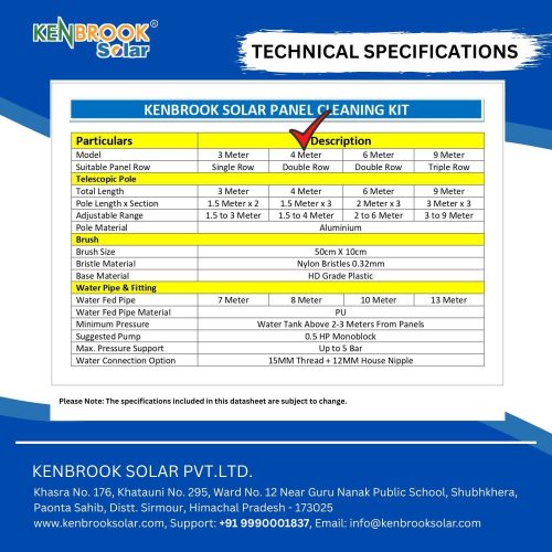 Technical Specifications of 4M Solar Panel Cleaning Kit
