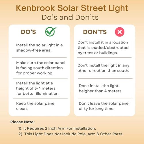 Solar street light Do's Dont'ts