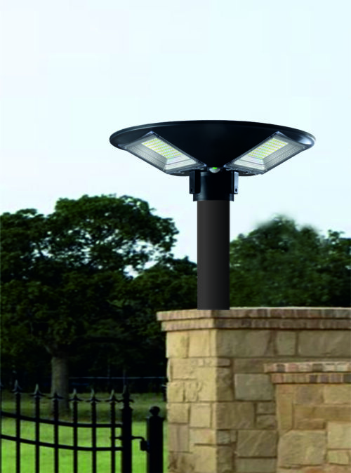 Solar street light round UFO 15 Watt Gate view