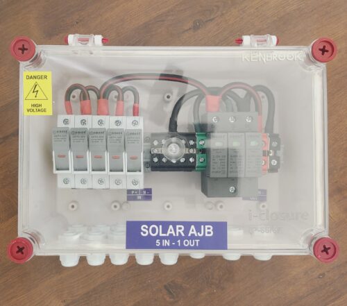 Kenbrook Solar AJB DCDB 5 in 1 Out 1000V Inbuilt 5 x 20A Sibass Fuses, Sibass 1000V SPD (5 Series/String x up to 20 Panels Max.) (5IN1 1000V) - Image 2