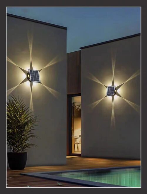 Kenbrook Solar Spike Wall Decoration Light Waterproof Up Down Elevation, Pattern, Six Way Wall LED Light for Outdoor (Pack of 2) (Warm White) - Image 7