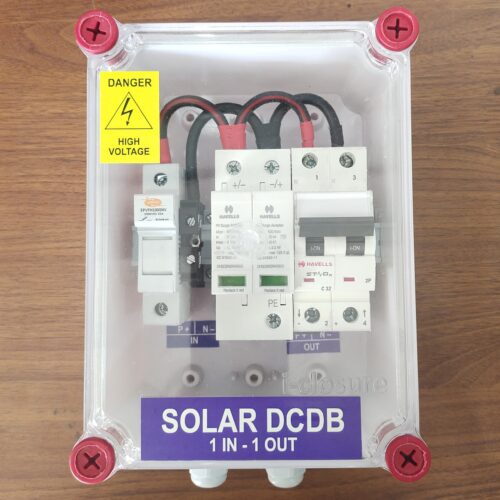 Kenbrook Solar DCDB 1 in 1 Out Inbuilt Elmex DC Fuse 30A, Havells SPD 600V & Havells DC MCB 32A (2 Series/String x up to 12 Panels Max each (Both Series Parallel Connection Supported) (1-1 HVL MCB 30A) - Image 2