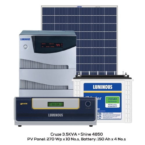 3kW Luminous Solar Complete System Panels, 3.5kVA Cruze Combo Inverter & Battery