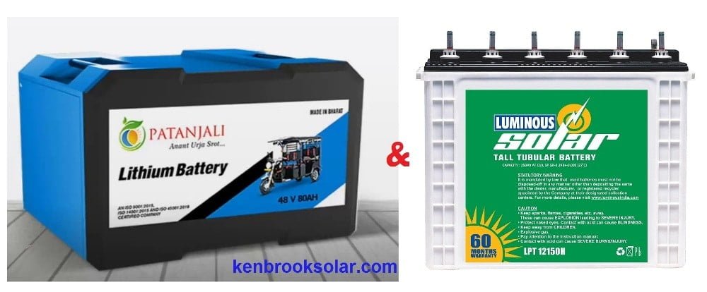 Types of solar battery or batteries